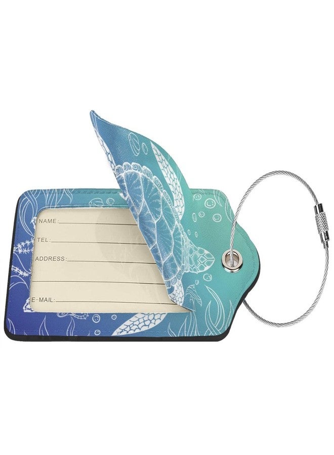 Vridoyt 2 Pack Sea Turtle Luggage Tag for Suitcases, Cute Turtle Theme Party Decorations Leather Tags, Cruise Ship Essential Travel Unique Gift for Men Women Couples Lover, Funny Christmas Birthday Gifts - Image 3